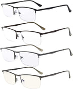 Eyekepper 4-Pack Quality Half-Rim Reading Glasses Readers with Spring Hinges Include Computer Readers for Women Men