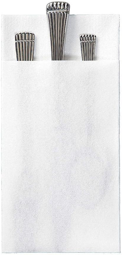 Hoffmaster 066033 Linen-Like Quickset Dinner Napkin, Unembossed, 1/8 Fold, 17" Length x 15" Width, White (Case of 300)