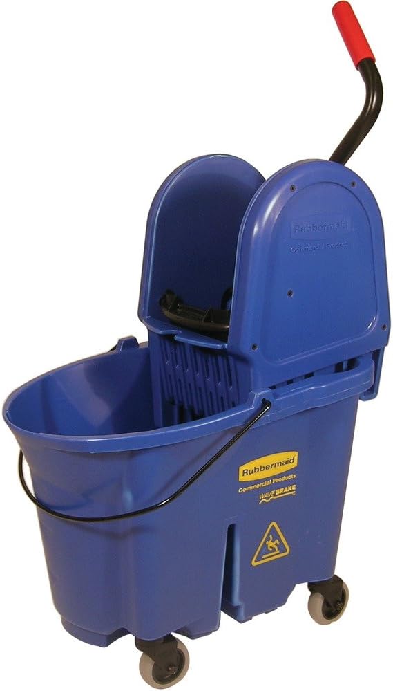 Rubbermaid Commercial WaveBrake 2.0 35 QT Down-Press Mop Bucket and Wringer, Blue, Heavy Duty Mopping/Cleaning for Professional/Janitorial Use