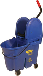 Rubbermaid Commercial WaveBrake 2.0 35 QT Down-Press Mop Bucket and Wringer, Blue, Heavy Duty Mopping/Cleaning for Professional/Janitorial Use