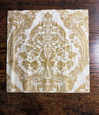IHR Ideal Home Range Party Napkins Disposable 3-Ply Paper Lunch Napkin Pack, 6.5" x 6.5", Grandeur (Cream/Gold), 20-Count