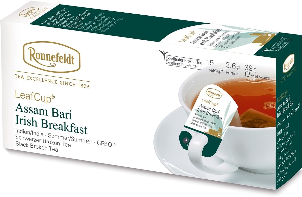 Ronnefeldt LeafCup Assam Bari Irish Breakfast - Loose Leaf Black Tea – 15 Individually Wrapped Tea Bags