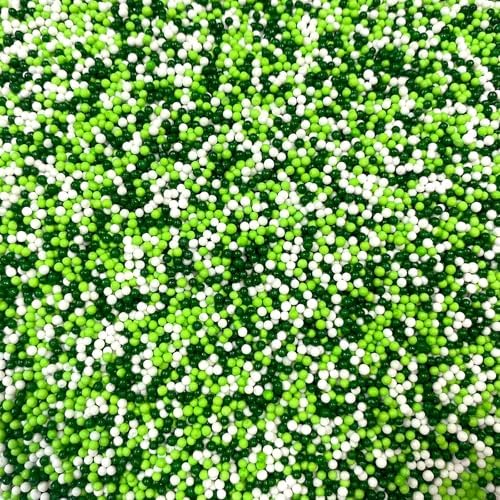 Sentovac Green and White Nonpareils Sprinkles St Patricks Edible 2mm Mini Peals Sprinkle for Cake Decorating Sugar Candy Cookie Cupcake Topper Baking Decorations Christmas St Patricks Supplies
