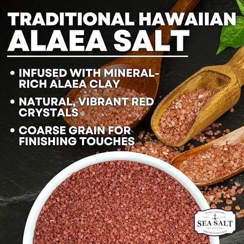 Alaea Red Salt Infused with Mineral-Rich Alaea Clay – Coarse Crystal Red Hawaiian Salt That Adds Color to Any Dish for Natural Finishing Use – 14 oz Bag