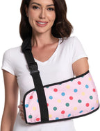 Print Arm Sling for Broken Arm, Torn Rotator Cuff, Shoulder, Elbow, Wrist Injury Support Brace for Women (Pink Dot, One Size)