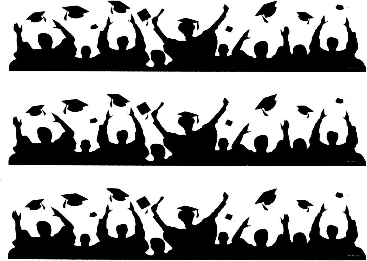 Graduation Silhouette Grad Cap and Gown Edible Designer Prints Cake Border