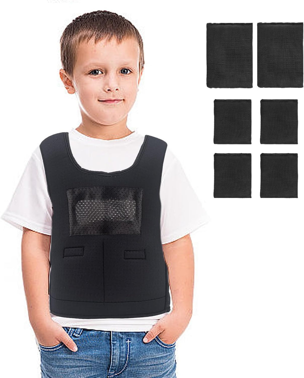 Weighted Vest for Kids with Sensory Issues, Kids Calming Weighted Compression Vest for Children - Include 6 Removable Weights