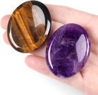 Thumb Worry Stone for Anxiety Healing Crystals Sets 2PCS Tiger Eyes Amethyst Hand Carved Stones Gemstone Pocket Natural Stone Meditation Reiki Oval Shaped Palm Stone Therapy