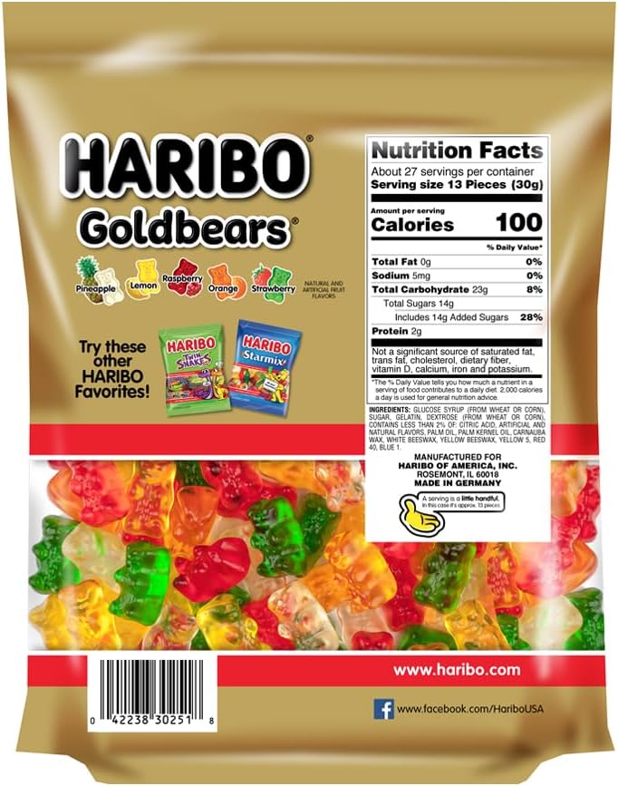 HARIBO Goldbears Gummi Candy - Resealable 10 oz. Bag (Pack of 2)