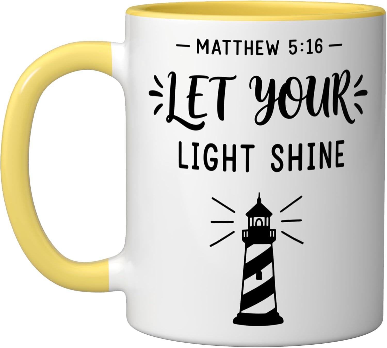 Matthew 5:16 Let Your Light Shine Ceramic Mug, Yellow/White