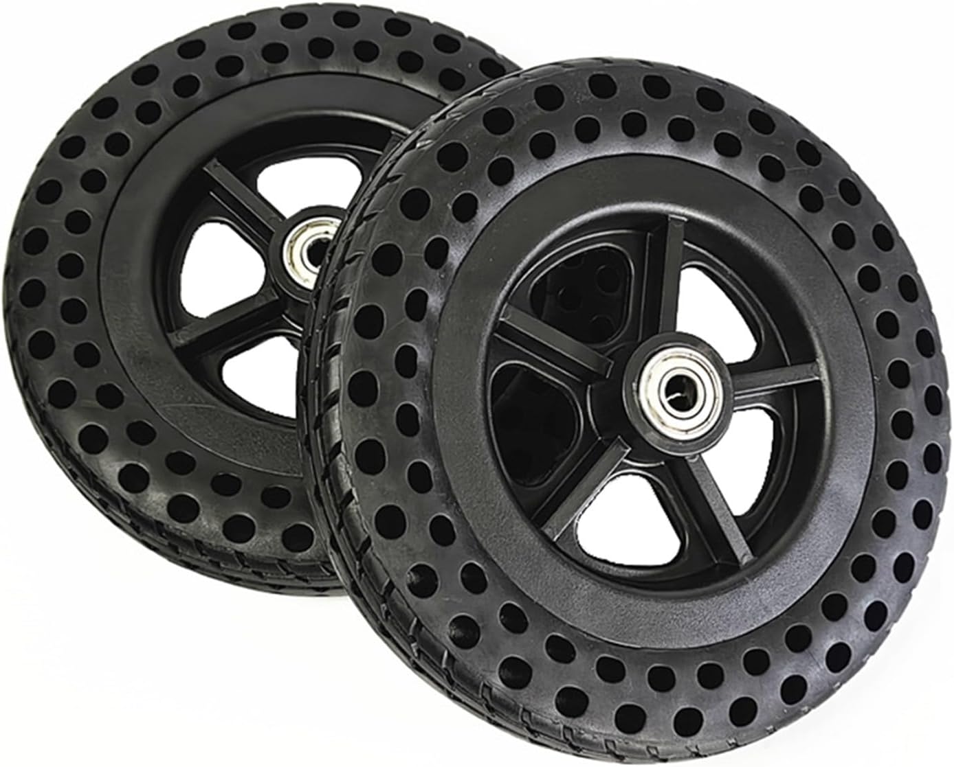 2Pcs 7 Inch Solid Front Wheels Replacement for Wheelchairs, ABS Plastic Wheel Hub, 7×1.3 Honeycomb Rubber Tire Wheel Assembly