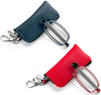 2 Pack Folding Reading Glasses for Men Women with Keychain Compact Bags Blue Light Blocking Portable Pocket Computer Readers,Blue and Red 2.0