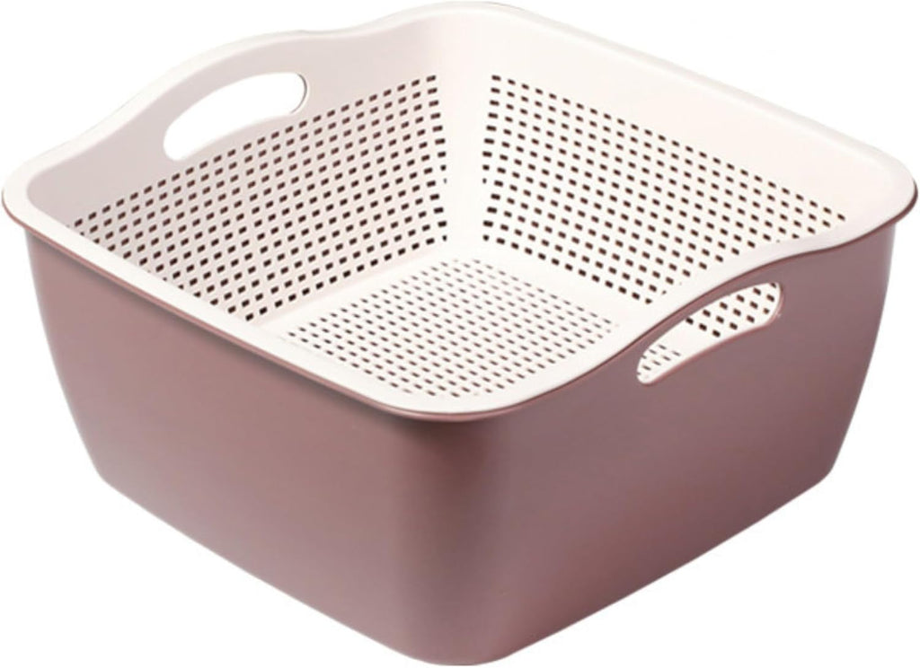 Kitchen Colander Drain Basin 2 in 1 Plastic Basket Strainer Bowl (purple), large