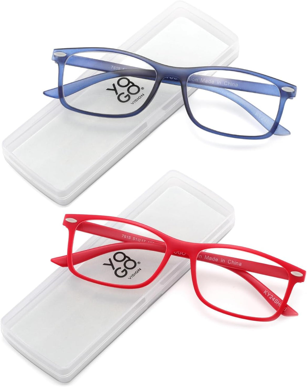 Yogo Vision Ultra Thin Lightweight Reading Glasses Men Women Stylish & Featherlight Frame With Clear Storage Case 2 Pack
