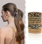 10pcs Women Leopard Print Elastic Hair Ties, High Stretchy No-Damage, Fashion Versatile Elegant Minimalist Hair Accessories For Daily, Casual, Party, Work, Travel, Hairstyle Decor