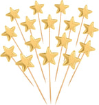 Thinp 50 Pcs Gold Star Cupcake Toppers,Stars for Cake Decorating Star Cake Toppers Gold Cupcake Toppers Sticks for Wedding Engagement Bridal Shower Birthday Party