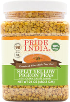 Pride Of India - Indian Split Yellow Pigeon Peas - Protein & Fiber Rich Toor (Arahar) Dal, 1.5 Pound Jar