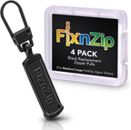 FixNZip Medium to Large Black Zipper Pull Replacements (4-Pack) | Universal Clip-On Pull Tabs for Zipper Repair, Sliders & Luggage, Jackets, Backpacks, Tents, Sleeping Bags & Outdoor Gear
