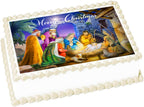Christmas Nativity 1/4 sheet (10.5 x 8 in.) Edible cake topper image Birthday Party Decoration.