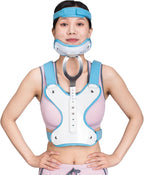 GHORTHOUD Cervical Thoracic Orthosis Adjustable Orthotics for Head Neck Chest Cervical Vertebra Rehabilitation Support Stabilizer (Blue)