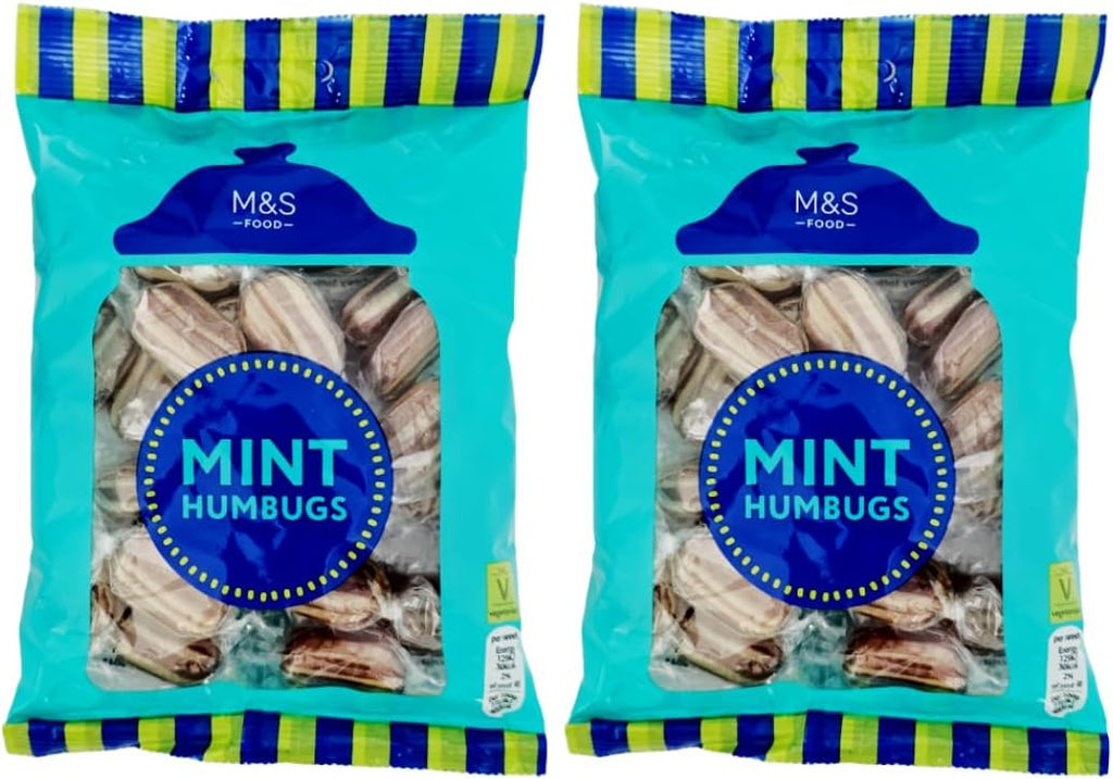 M&S Mint Humbugs, 225g, 2 Pack, Traditional British Boiled Sweets with Toffee Center, Vegetarian, Made in UK