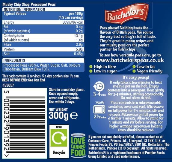 Batchelors Mushy Chip Shop Processed Peas (300g)