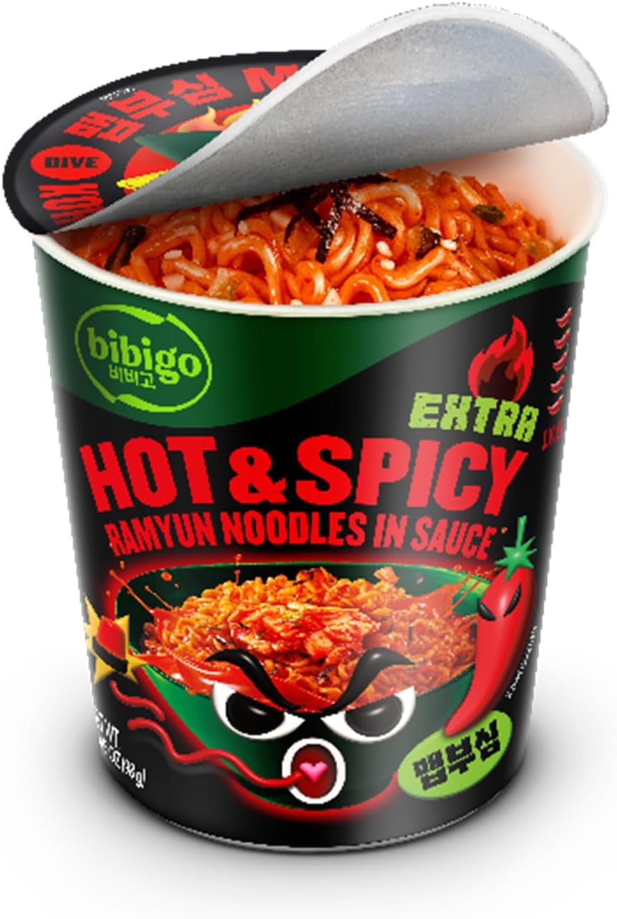 Bibigo Ramyun Ramen Noodles, Hot & Spicy, 3.45 Ounce (Pack of 1)
