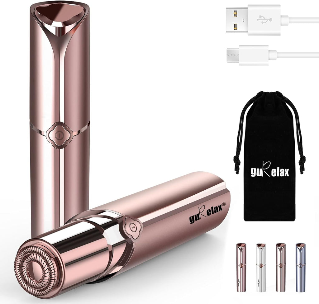 Gurelax Facial Hair Remover for Women, Electric Face Shaver, Painless Lip & Chin Removal, Rechargeable Device with Velvet Bag
