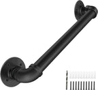 Wall Handrail 2FT/60CM,Industrial Staircase Railing 1.25 Inch Tube Diameter,Galvanized Pipe Handrails for Indoor Stairs with Wall Mount Support,for Wall Mounted Stairway Handrail