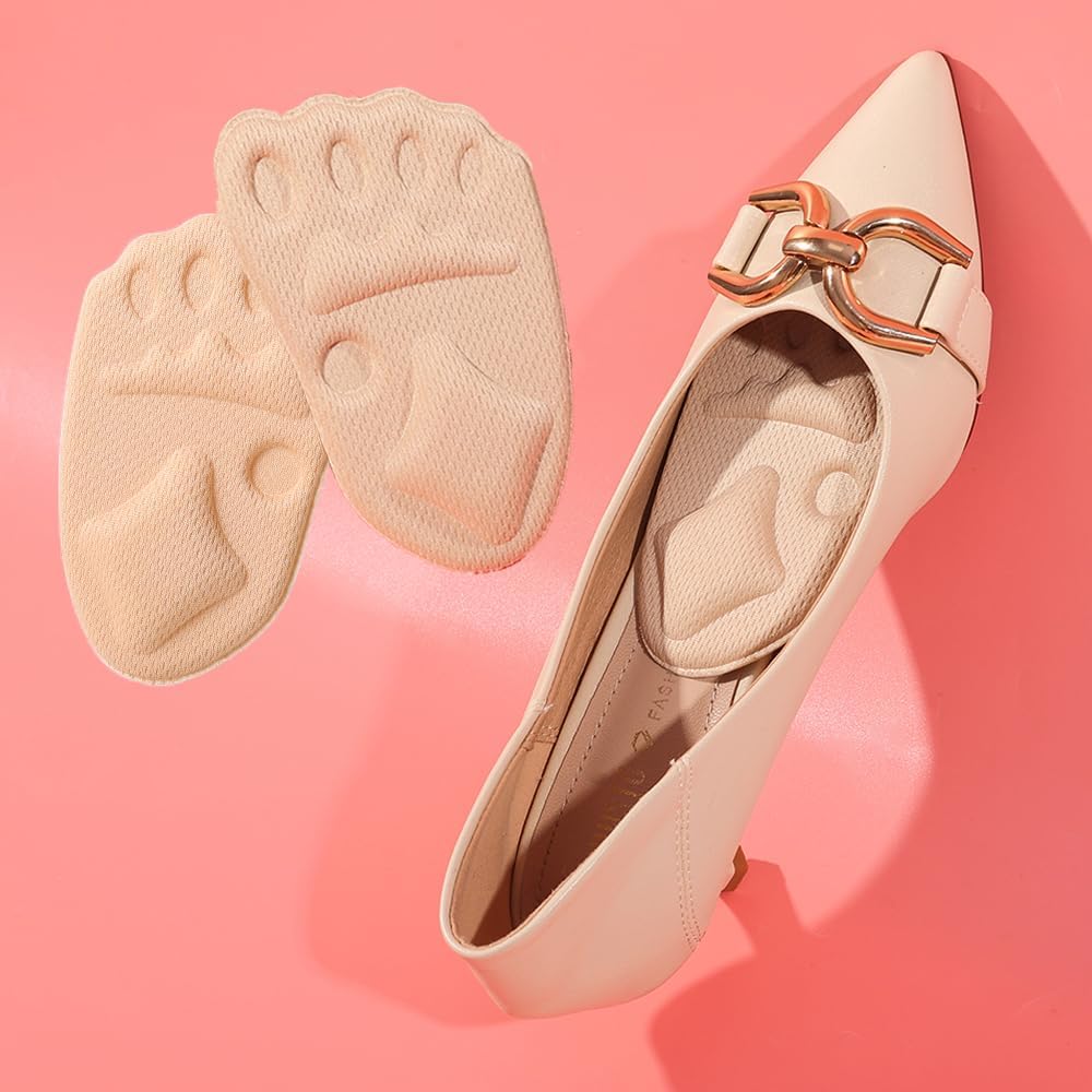 5 Pairs Women High Heel Forefoot Cushion Sandals Non-Slip Half Insole Sweat Absorbing Foot Care Pad Shoe Inserts 12 * 7.5 cm