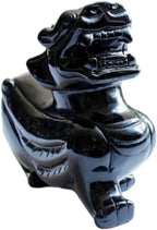 NIBHZ Obsidian Feng Shui Wealth Porsperity Pi Xiu/Pi Yao Statue, Obsidian Pixiu Divine Beast Ornament Figurine, Healing Crystal Energy Gemstone Reiki Statue, Brave Home Decoration,single-10cm
