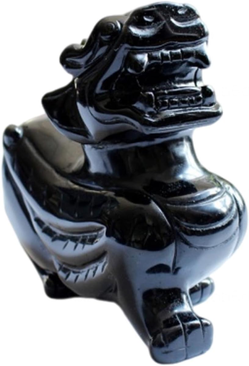 NIBHZ Obsidian Feng Shui Wealth Porsperity Pi Xiu/Pi Yao Statue, Obsidian Pixiu Divine Beast Ornament Figurine, Healing Crystal Energy Gemstone Reiki Statue, Brave Home Decoration,single-10cm