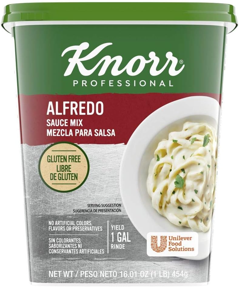 Knorr Professional Alfredo Sauce Mix Made With Real Parmesan Cheese, Gluten Free, No Artificial Colors, Flavors, or Preservatives, 1 lb, Pack of 4