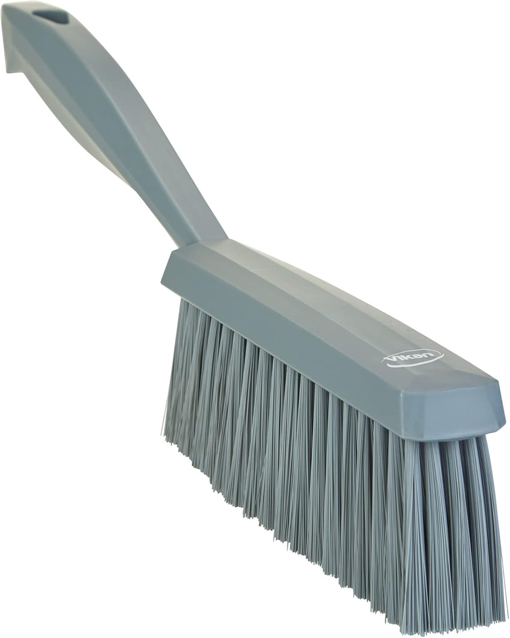 Vikan 458788 Bench Cleaning Brush, Polypropylene/Polyester Soft Bristle Dustpan Brush & Sweeper With Handle, 14-Inch, Gray