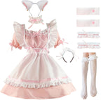 Maid Outfit Anime Cosplay Lolita Maid Dress French Maid Costume Plush cat ear Socks set