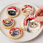 Cats in Santa Hats Christmas Cookie & Cupcake Edible Images – 20-2” Precut Holiday Toppers – Easy to Use