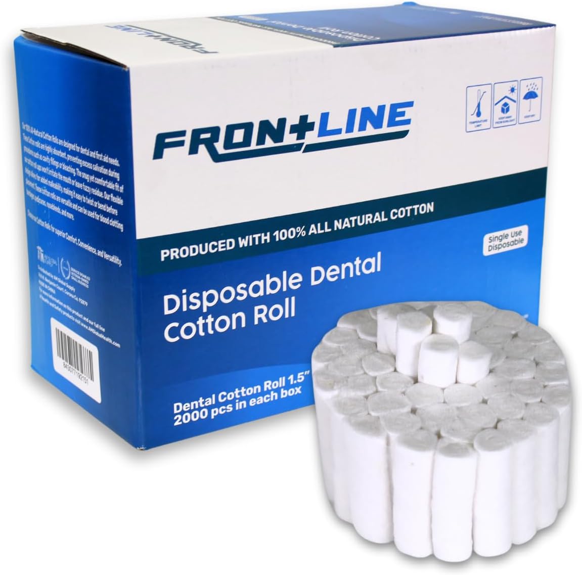 Dental Cotton Rolls 2000 Count | Absorbent Nose Bleed Stoppers and Nose Plugs for Dental Procedures, Wisdom Teeth Recovery, and Medical Use | Soft, Gentle, and High-Quality Cotton Supplies