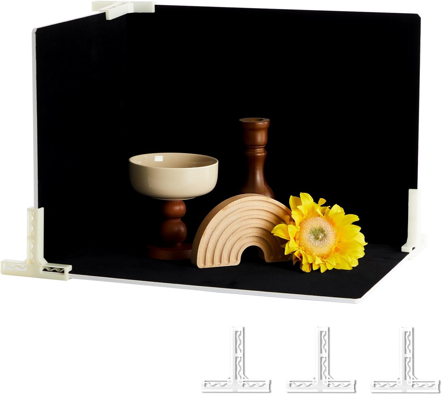 Boards Photo Backdrop, Black Velvet Replica Surface, Food Photography Backdrops for Flat Lay, 3 PCS(S Size: 15.8 x 11.8 Inch), MDAOCRY