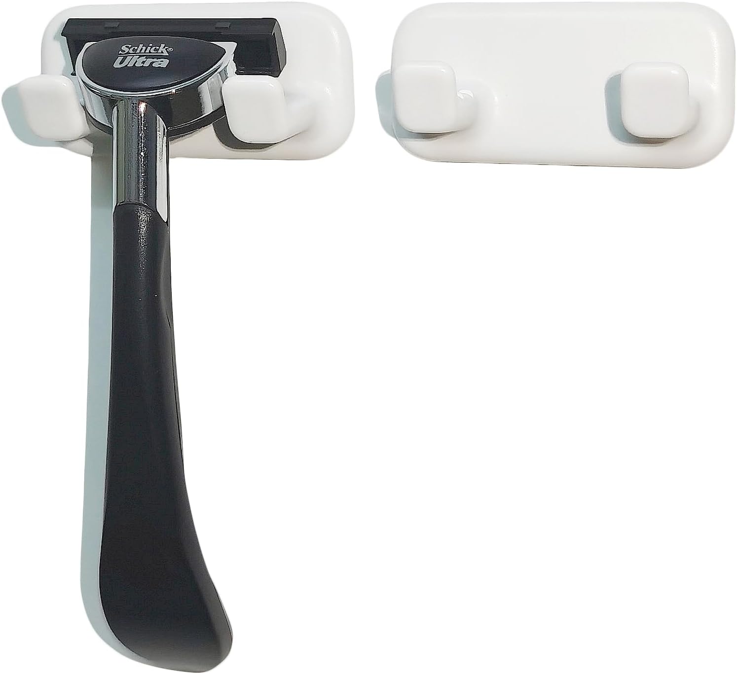 Razor Holder for Shower - 2 Pack,Self-Adhesive Removable & Reusable Waterproof Hooks,Used for Hanging Towels, Keys, Hats, loofah, etc.Easy to Install Without Drilling Holes - White