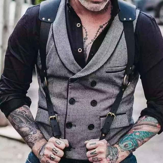 Mens Harness Belt Body Shoulder Strap Sexy Halter Club Wear Cosplay Costume Men Chest Harness Black Punk Shoulder Top Belt Strap Punk Rivet Body Harness Bondage Strap Belt for Men