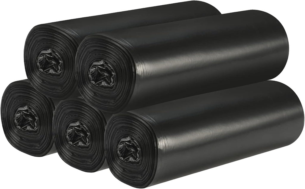 5 Rolls Small Trash Garbage Bags, 4 Gallon Strong Thin Material Disposable Kitchen Garbage Bags, Durable Plastic Trash Bags for Office Home Bedroom Garden Waste Bin, 200 Counts (Black)