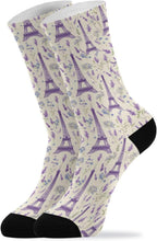 Wusikd Eiffel Tower Socks for Women and Men Bonjour Paris Long Socks for Athletic Running 1