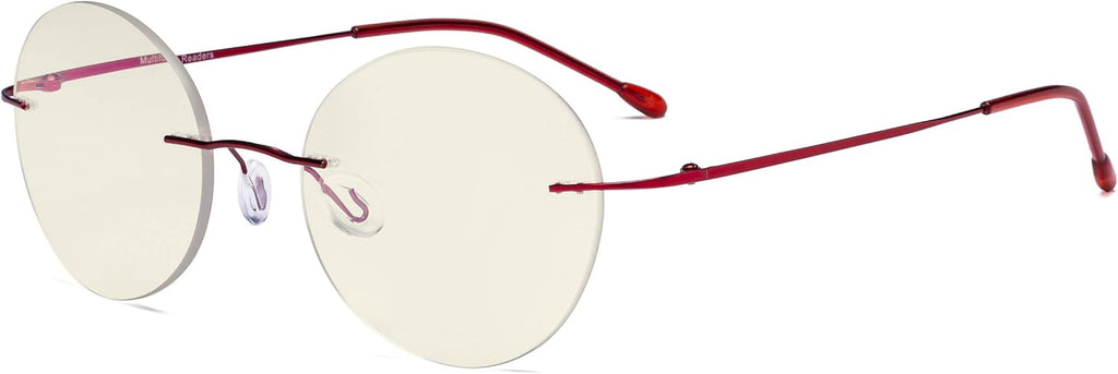 Eyekepper Frameless Progressive Glasses Multifocus Readers Blue light Filter Round Retro Reading Eyeglasses Men Women