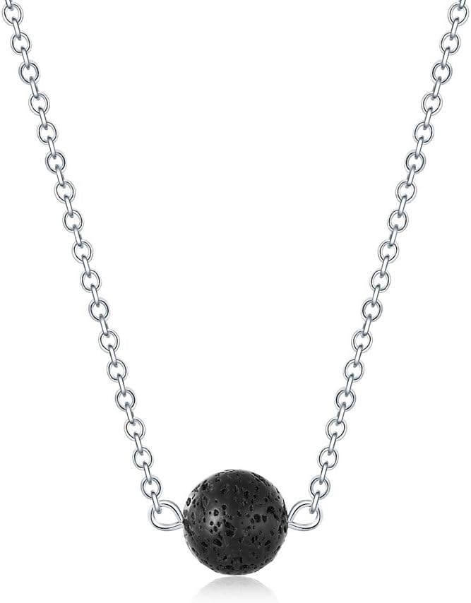 Lava Stone Bead Essential Oil Diffuser Necklace, Lava Ball Essential Pendant Aromatherapy Jewelry with 16.5 inches O Chain