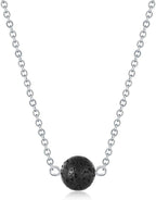 Lava Stone Bead Essential Oil Diffuser Necklace, Lava Ball Essential Pendant Aromatherapy Jewelry with 16.5 inches O Chain