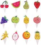 Honbay 36PCS Paper Fruit Cupcake Toppers Birthday Watermelon Lemon Strawberry Bananas Pineapples Oranges Grapes Cake Toppers for Birthday Wedding Party Summer Decoration (12 Styles)