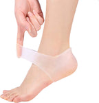 Soft Gel Heel Socks, 4 Types 2pcs Gel Heel Open Toe Socks for Dry Hard Cracked Skin Silicone Moisturizing Day Night Care Skin Foot Sleeves(White)