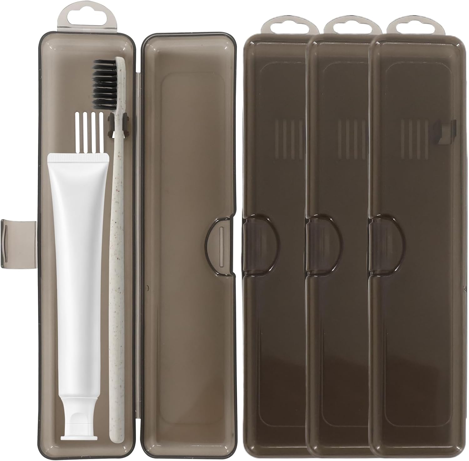4 PCS Toothbrush Travel Case, Travel Toothbrush Holder, Portable Closed Teethbrush Holders Travel for Traveling, Bathroom, Camping, Business Trip (Gray)