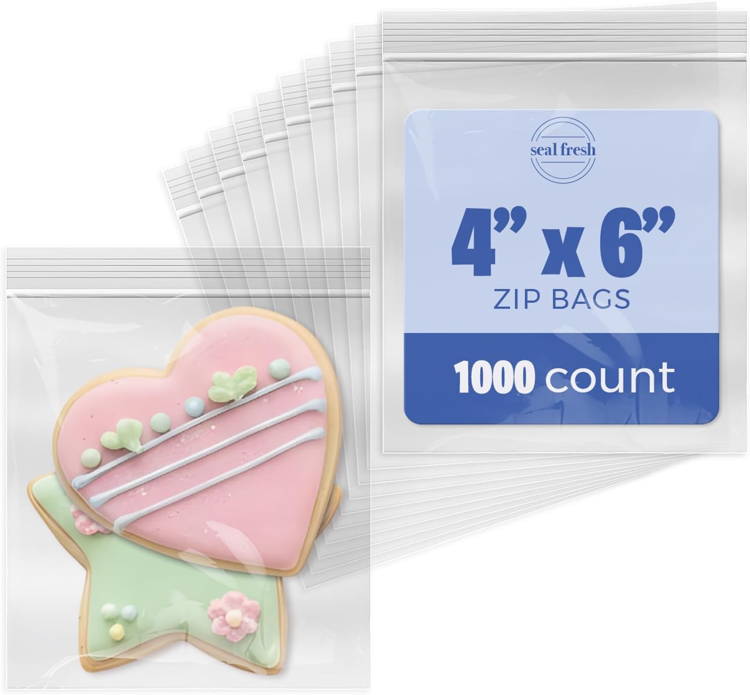 4 x 6 Inch Resealable Plastic Bags 1000 Pack — Clear Reclosable Zipper Seal Bags for Treats, Crafts, Jewelry, Small Parts, Party Favors
