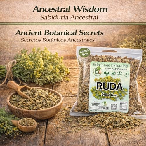 Ruda Seca Herbal Tea (4 oz) – 100% Natural Rue Dried Herbs (Ruta graveolens) – Traditional Botanical Infusion – Wildcrafted Loose Leaf – Caffeine-Free, Vegan, Non-GMO – Authentic by BEXPERTSUSA